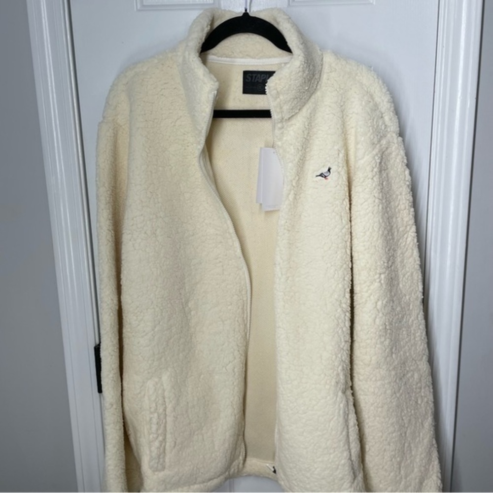Jeff Staples Pigeon Cream Sherpa Zip Up Size XL Pigeon Dunk cozy sweater jacket